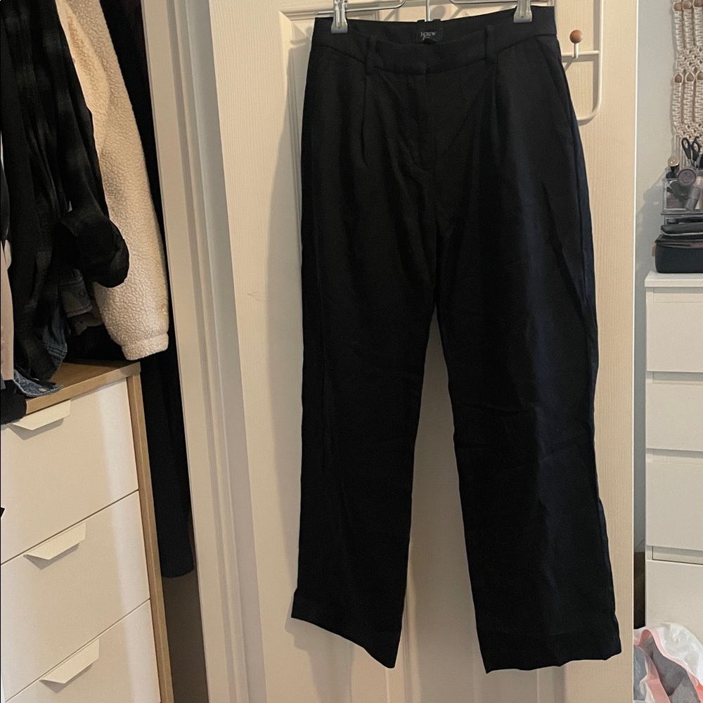 J Crew Black straight -Leg Trousers (Petite)